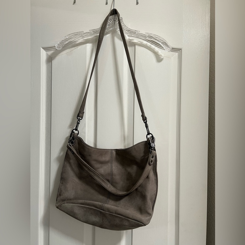 HOBO Pier Leather Gray Titanium Shoulder Bag - Picture 3 of 13